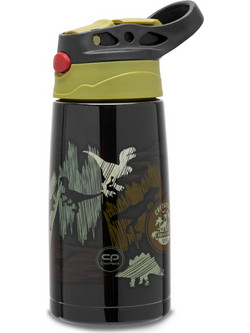 CoolPack Dinosaur Παιδικό Παγούρι Θερμός Ανοξείδωτο με Καλαμάκι Μαύρο Χρυσό 350ml