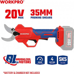 WORKPRO WP391603 Ψαλίδι Κλαδέματος Μπαταρίας 20V με Κοπή 35mm