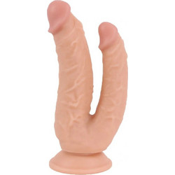 Guilty Toys Διπλό Dildo με Βεντούζα 21cm Flesh