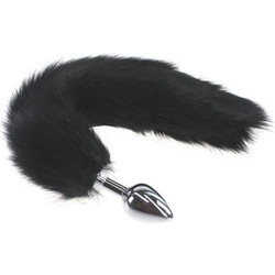 Kinksters Stainless Steel Fox Small Πρωκτική Σφήνα Tail Plug 7.5cm Μαύρη