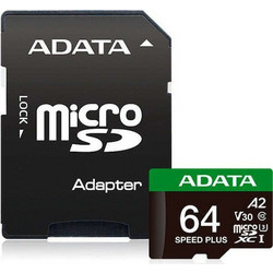 Adata Speed Plus microSDXC 64GB Class 10 U3 V30 UHS-I A2 160MB/s + Adapter