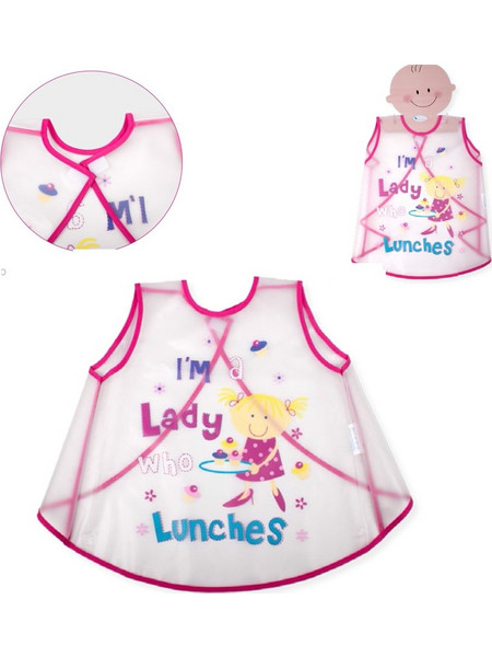 Interbaby 285 Αδιάβροχη Σαλιάρα Ποδιά Πλαστική με Αυτοκόλλητο Φούξια