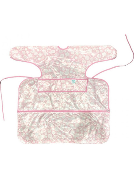 Bumkins Tray Mat Lace Αδιάβροχη Σαλιάρα Ποδιά Υφασμάτινη με Κορδόνι Τσέπη & Μανίκια 6m+ Ροζ