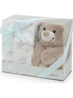 Interbaby Κουβέρτα Αγκαλιάς Βελουτέ με Λούτρινο 80x110 Γαλάζια