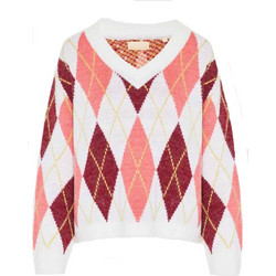 Funky Buddha Γυναικεία Πλεκτή Μπλούζα με V Λαιμόκοψη Oversized Λευκή FBL012-133-09