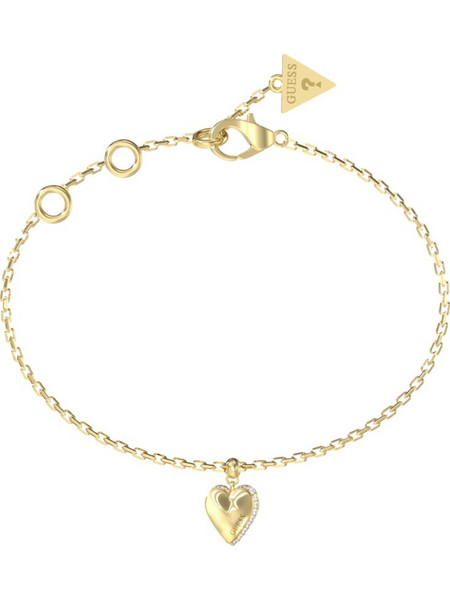 Guess By Your Side Γυναικείο Βραχιόλι Αλυσίδα με Καρδιά από Ατσάλι Xρυσό με Ζιργκόν JUBB06082JWYGL