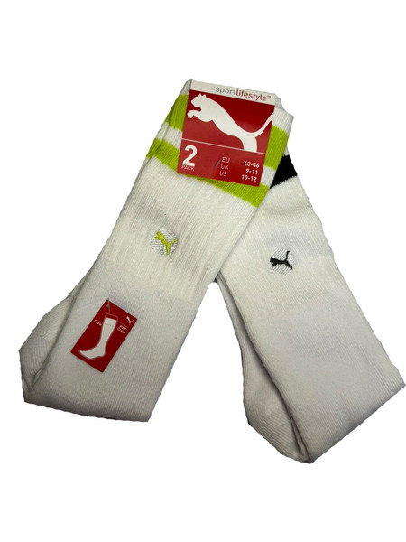 Puma Ανδρικές Κάλτσες Ψηλές με Σχέδια Λευκές 2Pack 906321-001