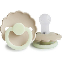 Frigg Daisy Πιπίλες Καουτσούκ Νυκτός 0-6m Cream Croissant 2τμχ