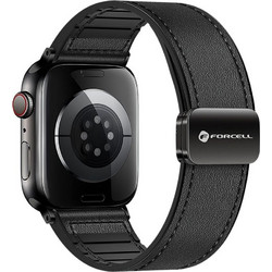 Forcell F-Design FA21 Λουράκι Δερμάτινο Black (Apple Watch 42 / 44 / 45 / 49mm)
