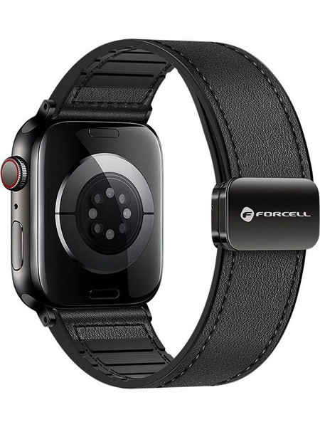 Forcell F-Design FA21 Λουράκι Δερμάτινο Black (Apple Watch 42 / 44 / 45 / 49mm)
