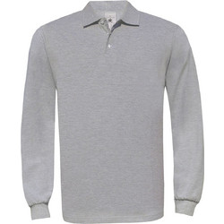 B&C Collection Ανδρική Μπλούζα Polo Μακρυμάνικη Γκρι PU414