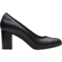 Clarks Bayla Γόβες Δερμάτινες με Χοντρό Ψηλό Τακούνι Μαύρες 26184303