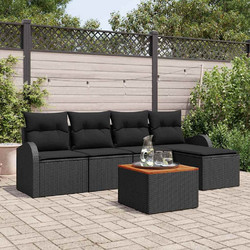 vidaXL Σετ Σαλόνι Κήπου Rattan 6τμχ Μαύρο 3356238