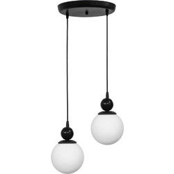 Heronia Lighting Κρεμαστό Φωτιστικό Οροφής Μπάλα Δίφωτο Μαύρο Φ30x80cm 02-0482