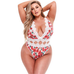 Baci Sexy Κορμάκι String με Δαντέλα Εκρού Κόκκινο 5189