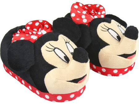 Cerda Minnie Mouse Χειμερινές Παιδικές Παντόφλες για Κορίτσι με Γούνα Μαύρες Κόκκινες 2300004231