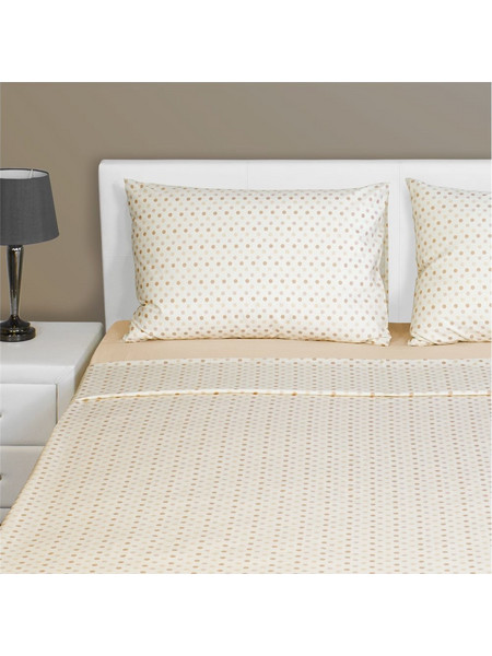 Fennel Σετ Σεντόνια Μονά Βαμβακερά 160x260 Πουά Μπεζ
