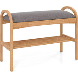Costway Παπουτσοθήκη Σκαμπό Bamboo Φυσικό Χρώμα M70xΠ31.5xΥ51cm JV12275GR