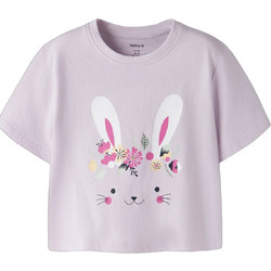 Name It Flower Bunny Παιδικό Crop Top Κοντομάνικο Λιλά 13228157