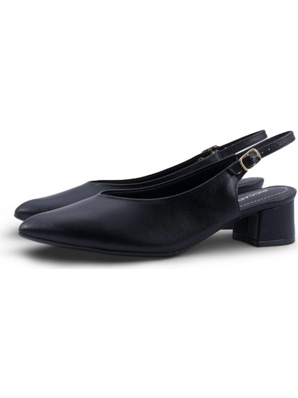 Piccadilly Ανατομικές Γόβες Slingback Δερμάτινες με Χοντρό Χαμηλό Τακούνι Μαύρες 779-26214