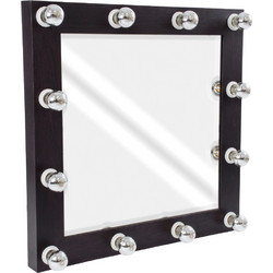 Globostar Καθρέπτης Μακιγιάζ Τοίχου με Φως 80x80cm Καφέ Wenge