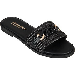 Elenross Δερμάτινα Γυναικεία Σανδάλια Μαύρα GS0993-5W