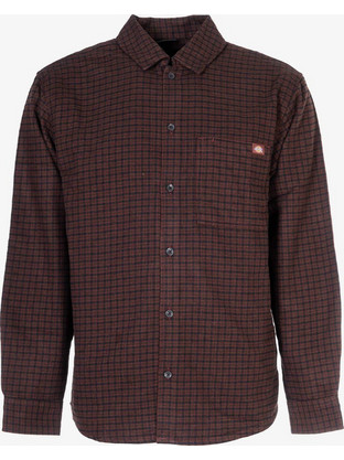 Dickies Ανδρικό Πουκάμισο Βαμβακερό Καρό Μακρυμάνικο Κανονική Γραμμή Καφέ DK0A87PTL16
