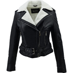 Leather 100 Γυναικείο Μπουφάν Χειμωνιάτικο Δερμάτινο Κοντό Μαύρο 37-W-2050-L