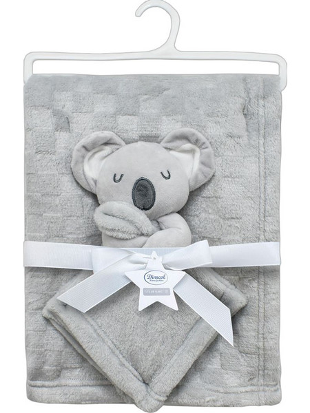 Dimcol Koala 10 Κουβέρτα Αγκαλιάς Fleece με Πανάκι Παρηγοριάς 75x100 Γκρι