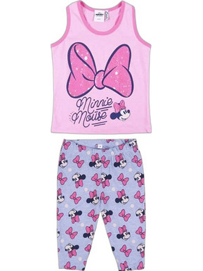 Cerda Glitter Minnie Mouse Παιδική Πιτζάμα Βαμβακερή Καλοκαιρινή Ροζ Λιλά2200006982