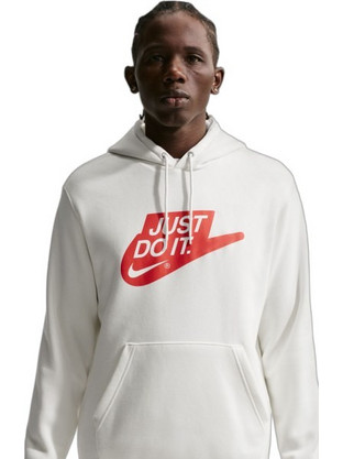 Nike Sportswear Club Ανδρικό Αθλητικό Φούτερ με Κουκούλα Λευκό IO9618-133
