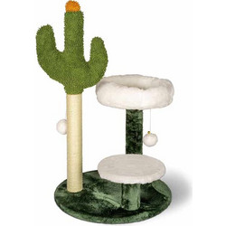 Glee Cactus Γατόδεντρο με Ονυχοδρόμιο 2 Επιπέδων Πράσινο Λευκό 45x45x75cm