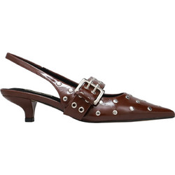 Corina Γόβες Slingback Δερμάτινες με Λεπτό Χαμηλό Τακούνι Καφέ M5772