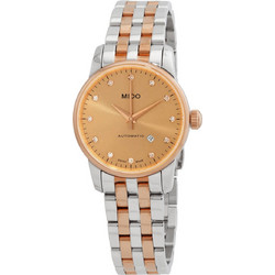 Mido Baroncelli Γυναικείο Ρολόι Αυτόματο με Ασημί Χρυσό Μεταλλικό Μπρασελέ 7612330134336