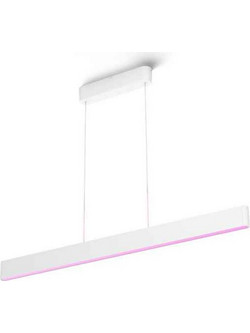 Philips Κρεμαστό Φωτιστικό Οροφής Ράγα Μονόφωτο LED με Πολύχρωμο RGBW Φωτισμό Λευκό 129.8x4x9cm 929003053401