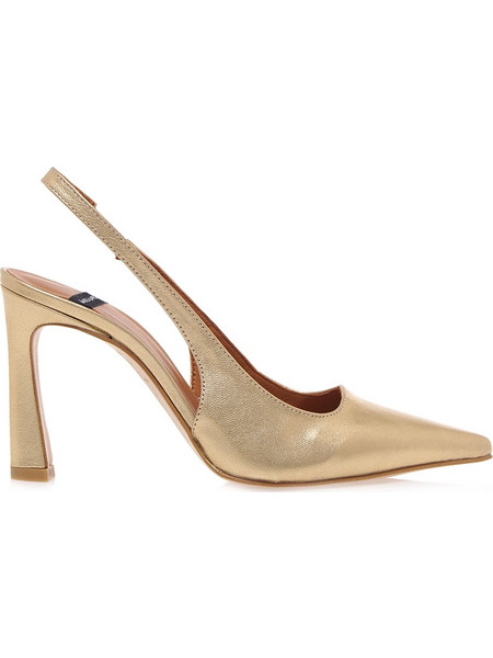 Angel Alarcon Γόβες Slingback Δερμάτινες με Χοντρό Ψηλό Τακούνι Χρυσές 24031-539C
