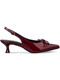 Envie Shoes Γόβες Slingback Λουστρίνι με Λεπτό Χαμηλό Τακούνι & Φιόγκο Μπορντό E02-22063-39