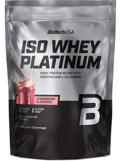 Biotech USA Iso Whey Platinum Strawberry Πρωτεΐνη Ορού Γάλακτος Γράμμωσης Χωρίς Γλουτένη 454gr