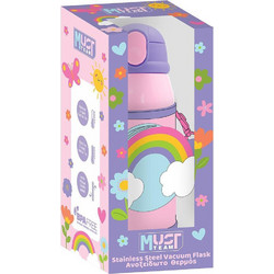 Must Rainbow Παιδικό Παγούρι Θερμός Ανοξείδωτο BPA Free με Καλαμάκι Ροζ 500ml