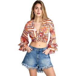 Funky Buddha Γυναικείο Καλοκαιρινό Crop Top Πορτοκαλί FBL013-122-17