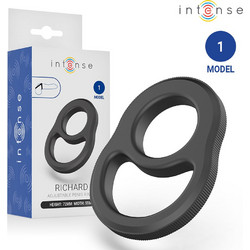 Intense Model 1 Richard Double Penis Ring Ελαστικό Δαχτυλίδι Πέους & Όρχεων Σιλικόνης Μαύρο