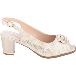 B-Soft Γόβες Slingback Δερμάτινες με Χοντρό Χαμηλό Τακούνι Μπεζ 41-8609-53