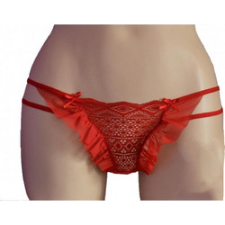 Papatya Γυναικείο Sexy String με Δαντέλα Κόκκινο 4232