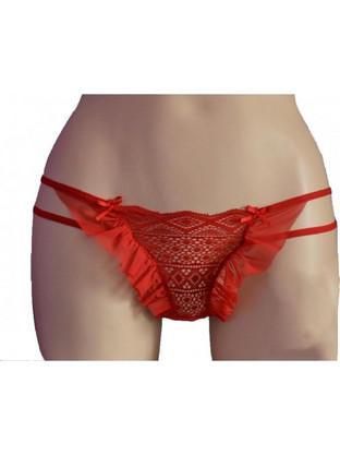 Papatya Γυναικείο Sexy String με Δαντέλα Κόκκινο 4232