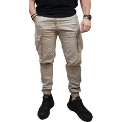 Cover Ανδρικό Παντελόνι Cargo Joggers Ελαστικό Κανονική Εφαρμογή Μπεζ F0186