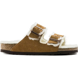 Birkenstock Arizona Shearling Γυναικεία Σανδάλια Suede Ανατομικά Καφέ 1001135