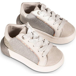 Babywalker Βαπτιστικά Sneakers για Κορίτσι Δερμάτινα Ανατομικά Ασημί EXC5850