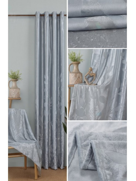 For Home Κουρτίνα Floral με Τρουκς 200x290 Terciopelo Γκρι