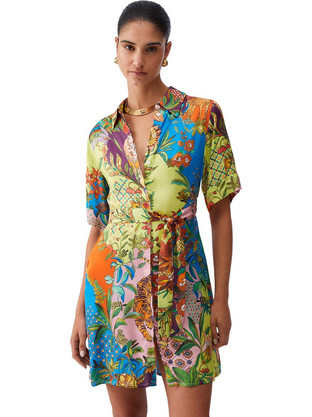 Liu Jo Mini Καλοκαιρινό Καθημερινό Φόρεμα Floral Σεμιζιέ Μεταξωτό Κίτρινο WA6482T471A-P9363