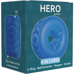 ToyJoy Hero 4 in 1 Grid Ελαστικό Δαχτυλίδι Πέους 60mm Μπλε